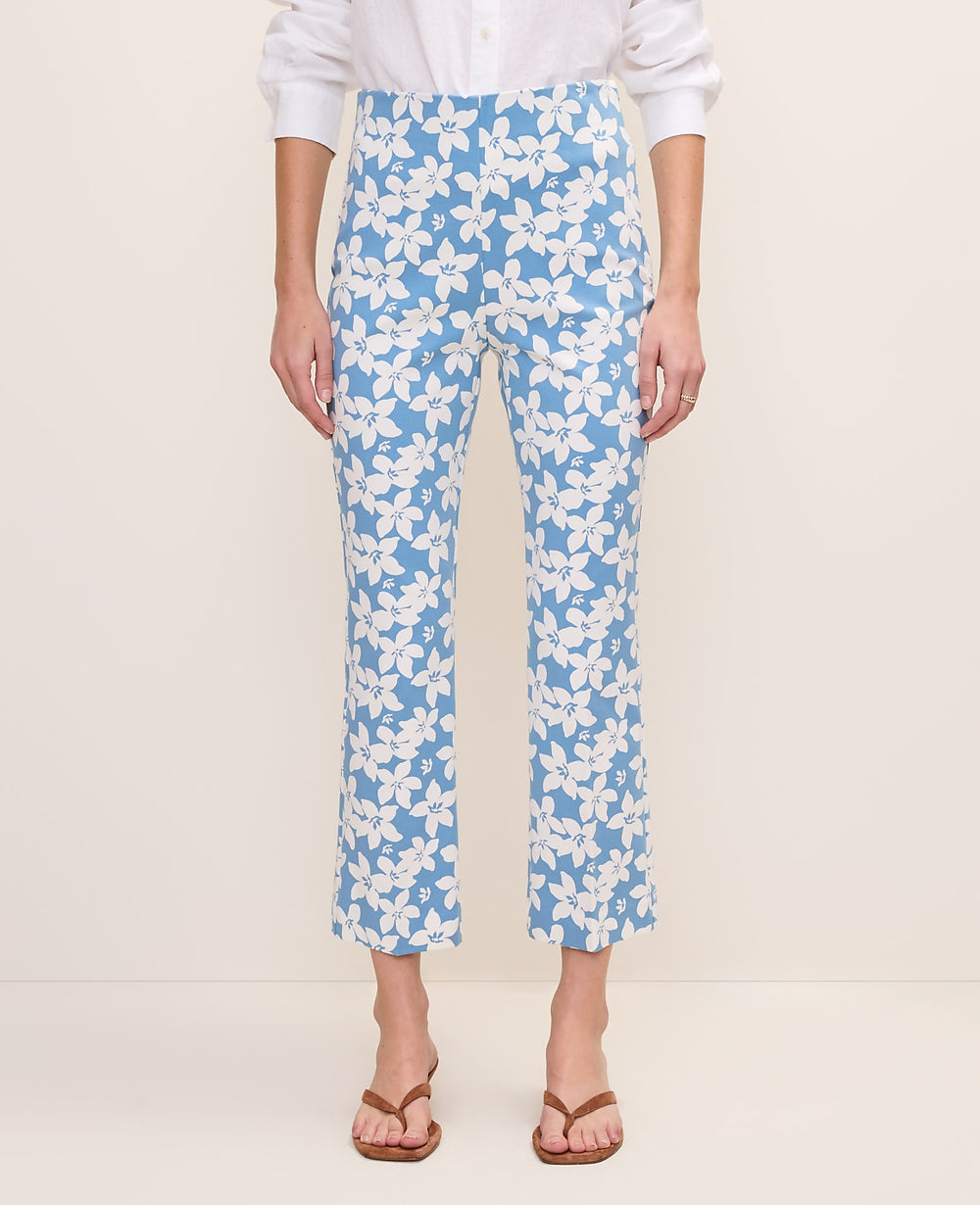 Vinci Leather Sea Haze B The Flare Ankle Pant in Floral Print — Curvy Fit