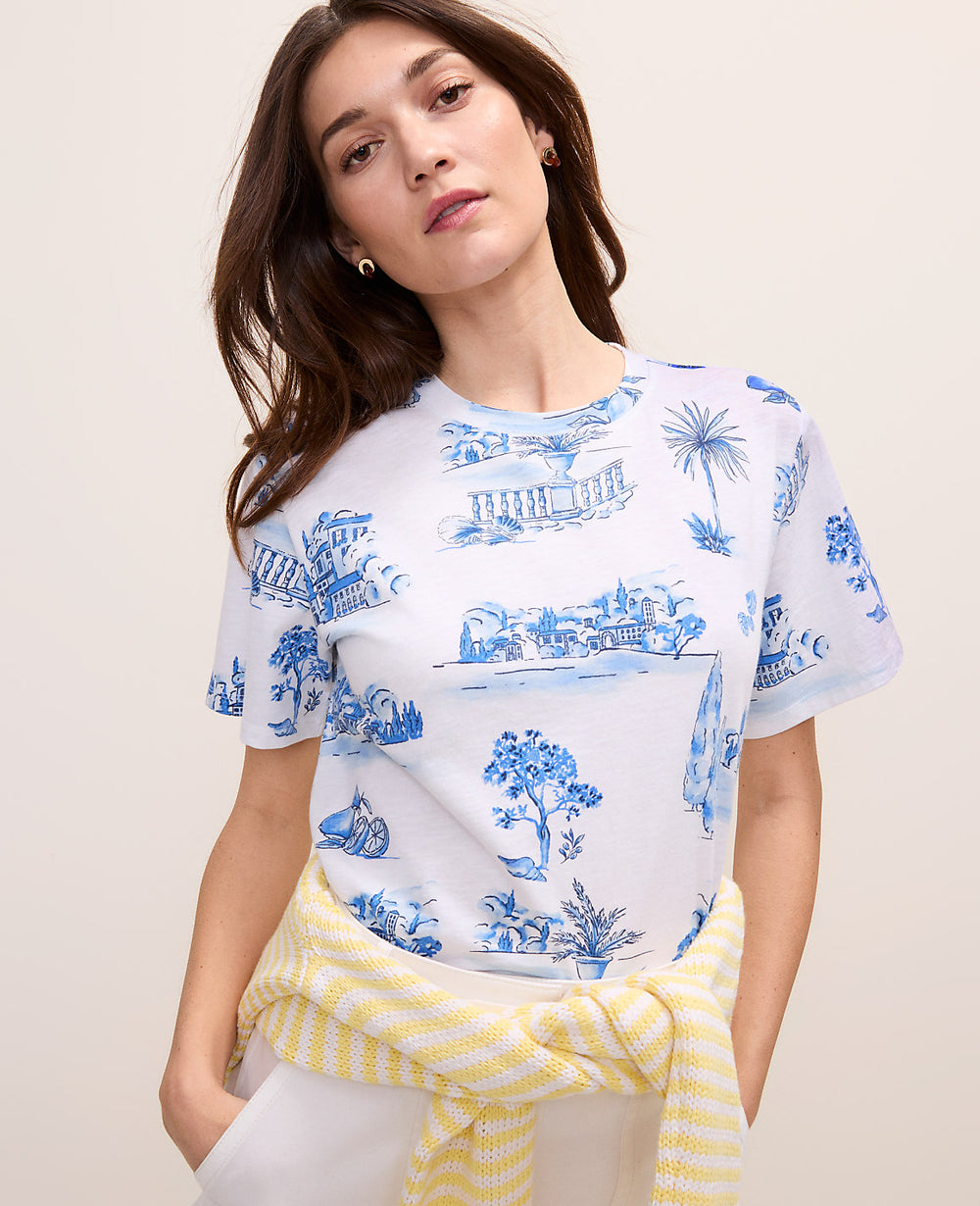 Vinci Leather Wave Pool Weekend Toile Relaxed Tee